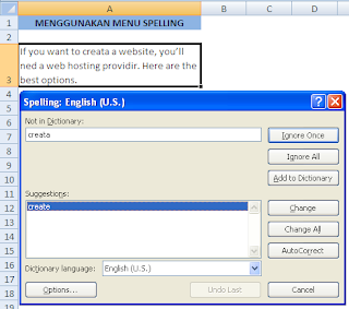 Menggunakan menu Spelling Excel